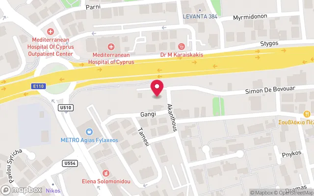 Map showing Lazaros Motorcycle Academy on Simone De Beauvoir street, Limassol