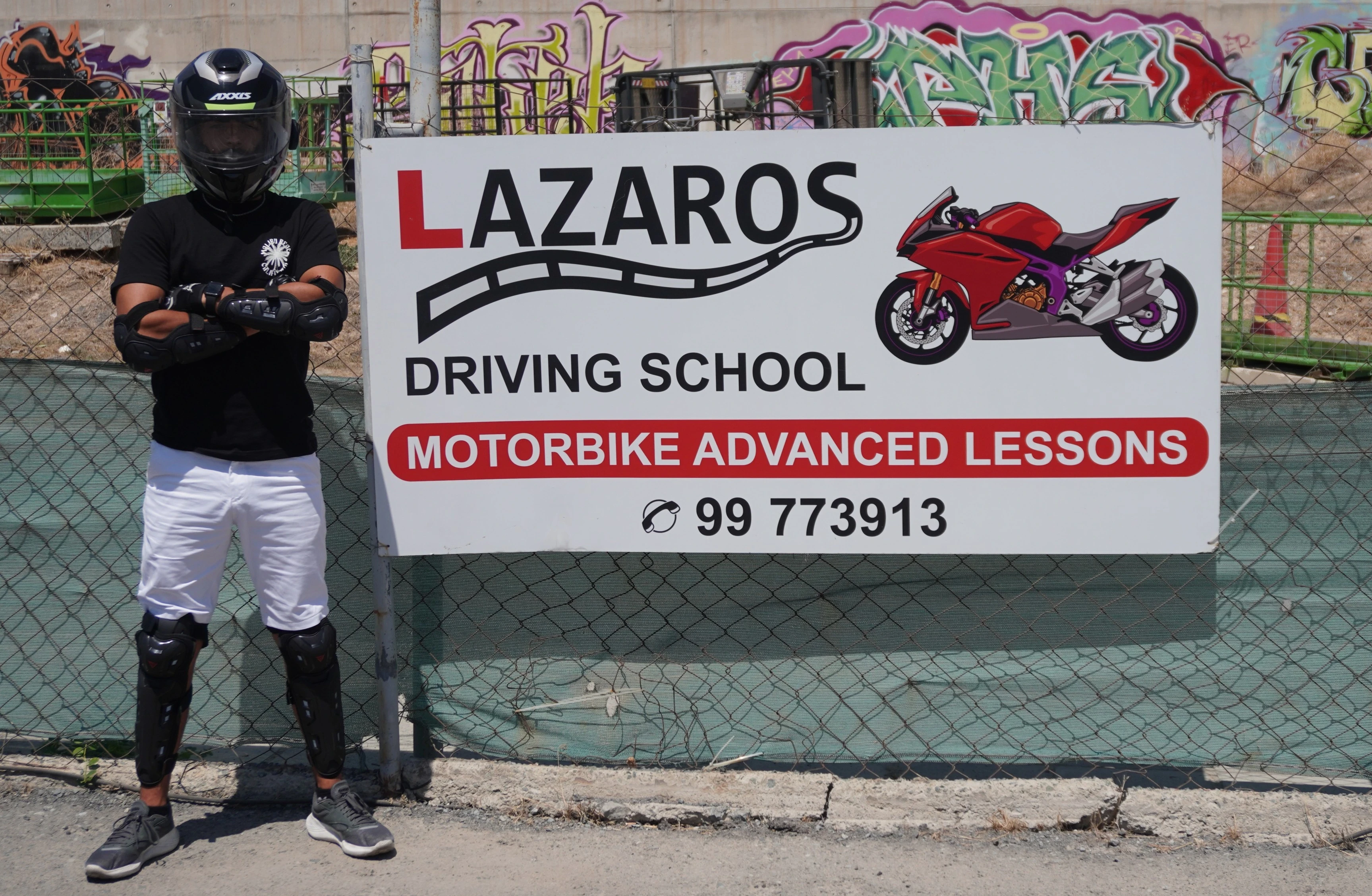 Student wearing motorcycle safety gear